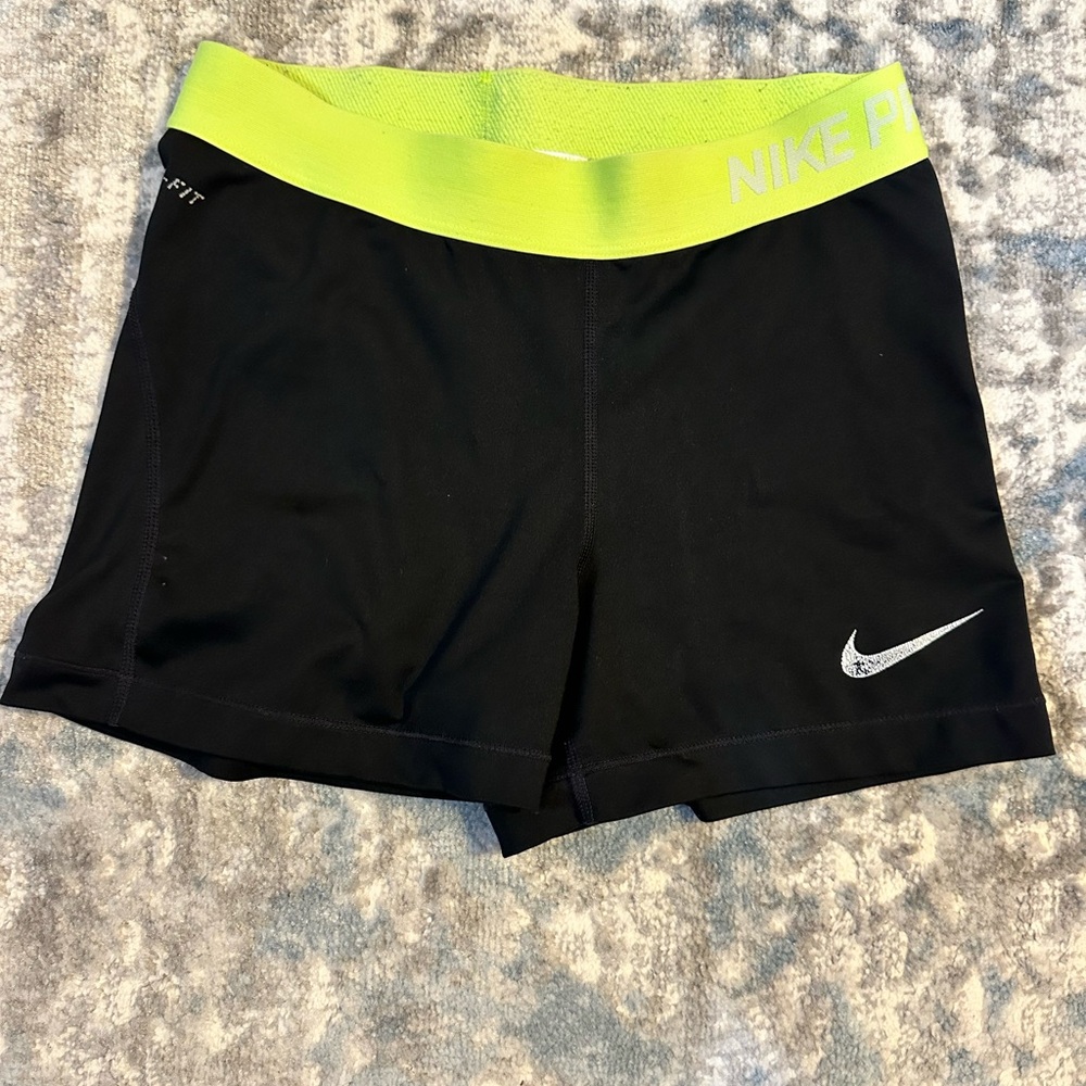 Nike Black and Yellow Athletic Compression Shorts